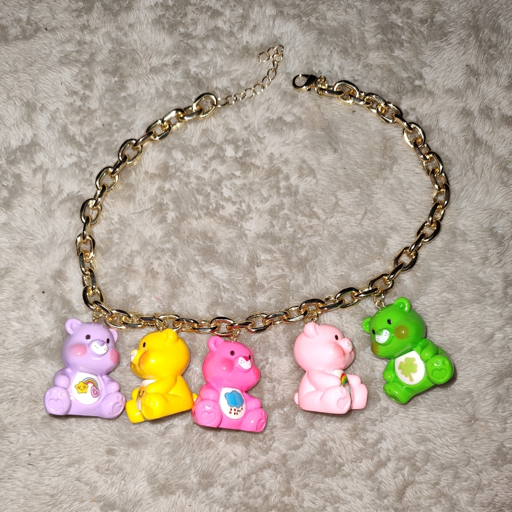 Care Bears Charm Necklace/Choker - Colorful Vintage-Inspired Paw Charms